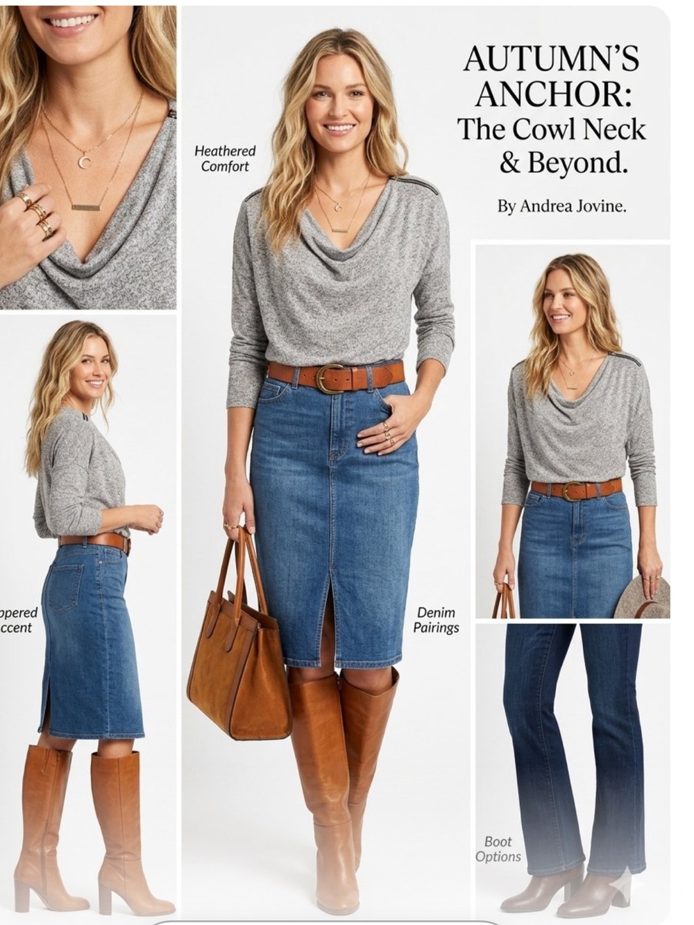 Andrea Jovine Heather Gray Cowl Neck Knit Top Zippers on the Shoulders Relaxed